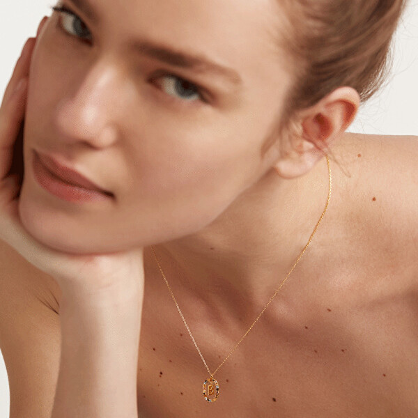 Krásný pozlacený náhrdelník písmeno "B" LETTERS CO01-261-U (řetízek, přívěsek)