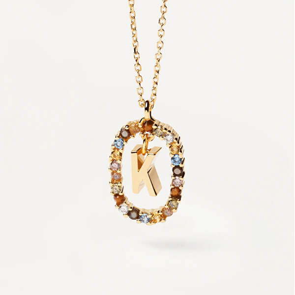 Krásný pozlacený náhrdelník písmeno "K" LETTERS CO01-270-U (řetízek, přívěsek)