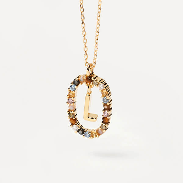 Krásný pozlacený náhrdelník písmeno "L" LETTERS CO01-271-U (řetízek, přívěsek)