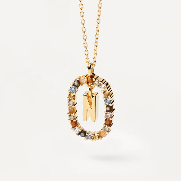 Krásný pozlacený náhrdelník písmeno "N" LETTERS CO01-273-U (řetízek, přívěsek)
