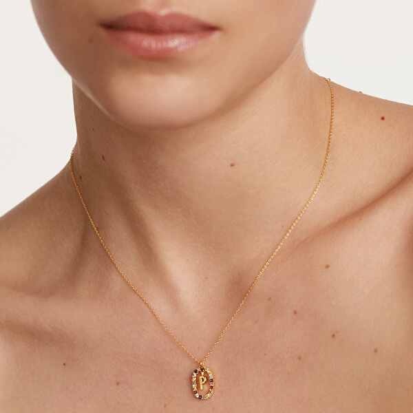 Krásný pozlacený náhrdelník písmeno "P" LETTERS CO01-275-U (řetízek, přívěsek)