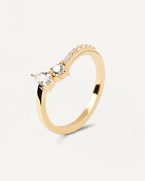Bellissimo anello placcato oro con zirconi Ava Essentials AN01-863