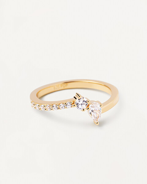 Bellissimo anello placcato oro con zirconi Ava Essentials AN01-863
