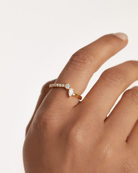 Krásný pozlacený prsten se zirkony Ava Essentials AN01-863