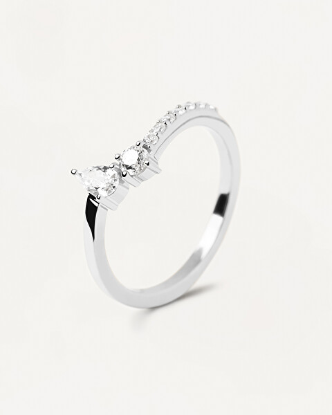 Krásny strieborný prsteň so zirkónmi Ava Essentials AN02-863