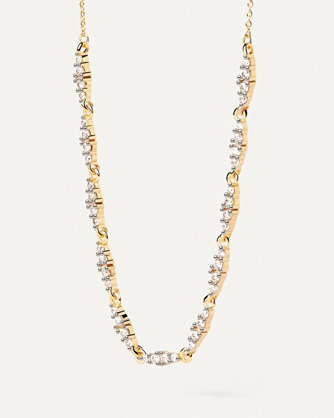 Luxuriöse vergoldete Halskette mit Zirkonen Spice Vanilla CO01-682-U