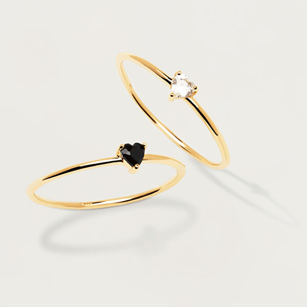 Minimalistický pozlátený prsteň so srdiečkom Black Heart Gold AN01-224