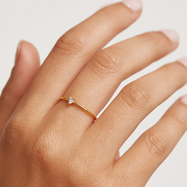 Minimalistický pozlátený prsteň so srdiečkom White Heart Gold AN01-223