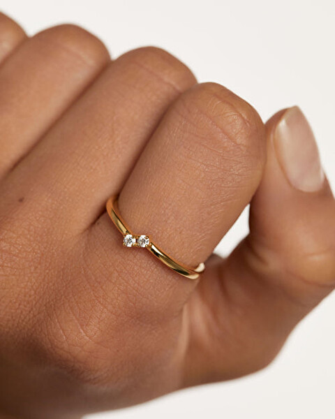 Minimalistischer vergoldeter Ring mit Zirkonen Couplet Essentials AN01-872