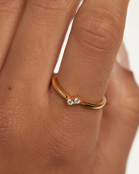 Minimalistický pozlátený prsteň so zirkónmi Couplet Essentials AN01-872