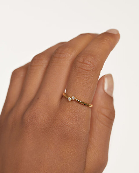 Něžný pozlacený prsten se zirkonem Leaf Essentials AN01-842