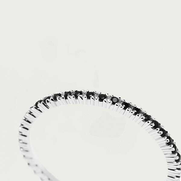 Minimalistický prsteň zo striebra s čiernymi zirkónmi Black Essential Silver AN02-348