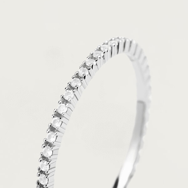 Minimalistický prsten ze stříbra s třpytivými zirkony White Essential Silver AN02-347