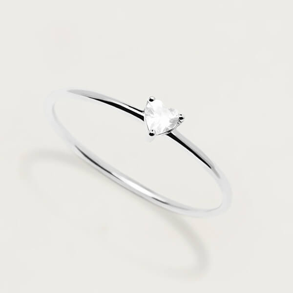 Minimalistický stříbrný prsten se srdíčkem White Heart Silver AN02-223