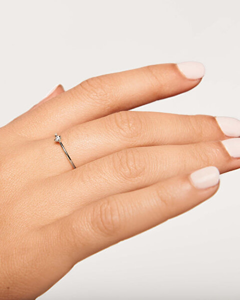 Minimalistický strieborný prsteň so zirkónom White Solitary Essentials AN02-156