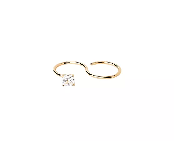 Módní dvojitý pozlacený prsten se zirkonem Sofia AN01-A27