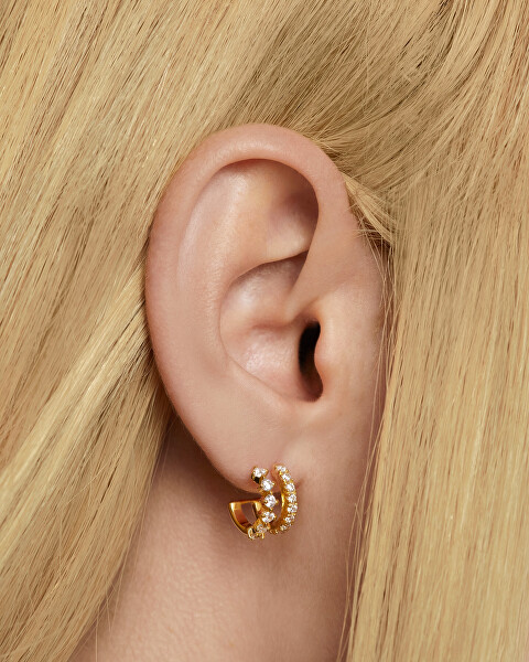 Modische vergoldete Ohrringe mit Zirkonen Rubi Essentials AR01-805-U