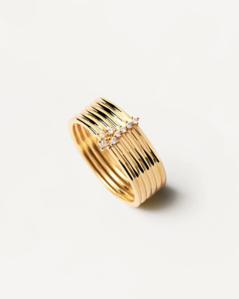 Zeitloser vergoldeter Ring mit Zirkonen SUPER NOVA Gold AN01-614