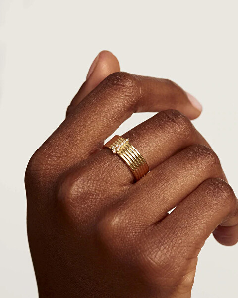 Zeitloser vergoldeter Ring mit Zirkonen SUPER NOVA Gold AN01-614