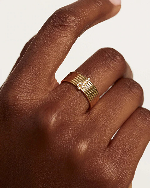 Nadčasový pozlátený prsteň so zirkónmi SUPER NOVA Gold AN01-614