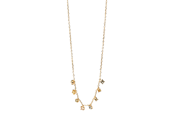 Něžný pozlacený náhrdelník s přívěsky RAINBOW Gold CO01-839-U