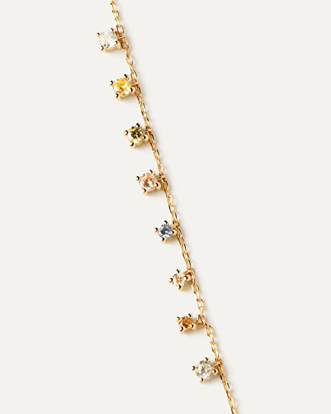 Něžný pozlacený náhrdelník s přívěsky RAINBOW Gold CO01-839-U
