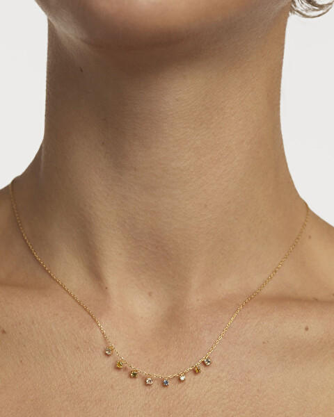 Něžný pozlacený náhrdelník s přívěsky RAINBOW Gold CO01-839-U