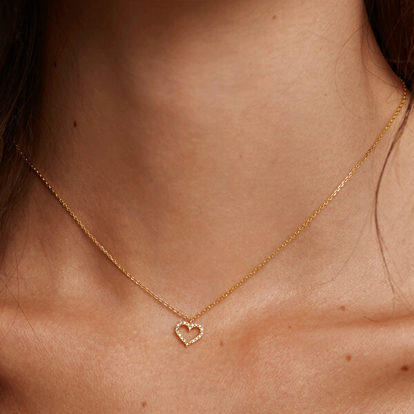 Něžný pozlacený náhrdelník se srdíčkem Olive Heart Gold CO01-223-U (řetízek, přívěsek)