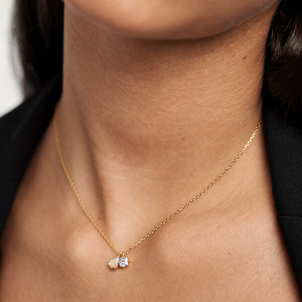Nežný pozlátený náhrdelník zo striebra Velours CO01-182 (retiazka, prívesky)
