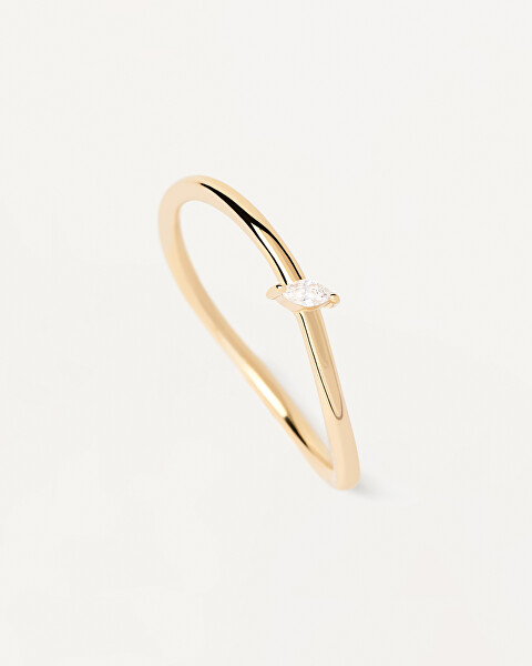 Zarter vergoldeter Ring mit Zirkonen Leaf Essentials AN01-842