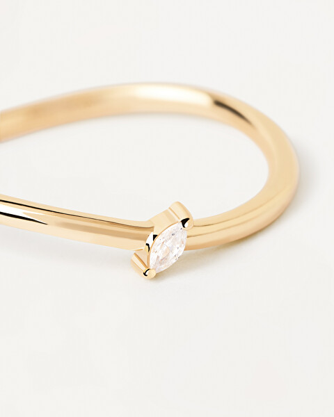 Raffinati anello placcato oro con zircone Leaf Essentials AN01-842