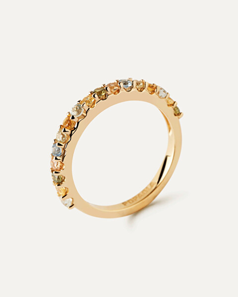 Inel delicat placat cu aur cu zirconi RAINBOW Gold AN01-C07