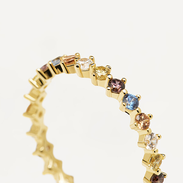 Zarter vergoldeter Ring mit Zirkonen SAGE Gold AN01-209