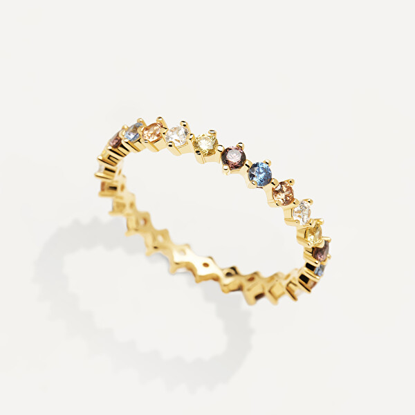 Zarter vergoldeter Ring mit Zirkonen SAGE Gold AN01-209