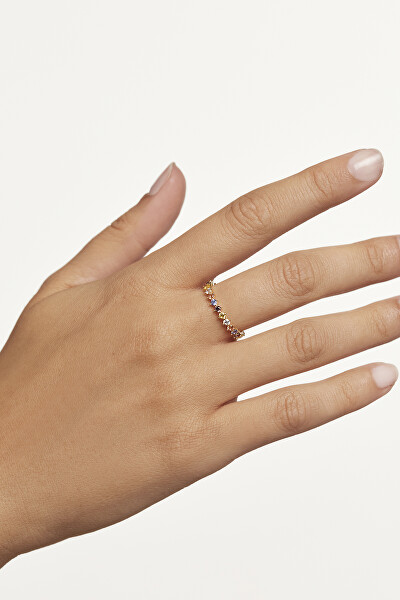 Nežný pozlátený prsteň so zirkónmi SAGE Gold AN01-209
