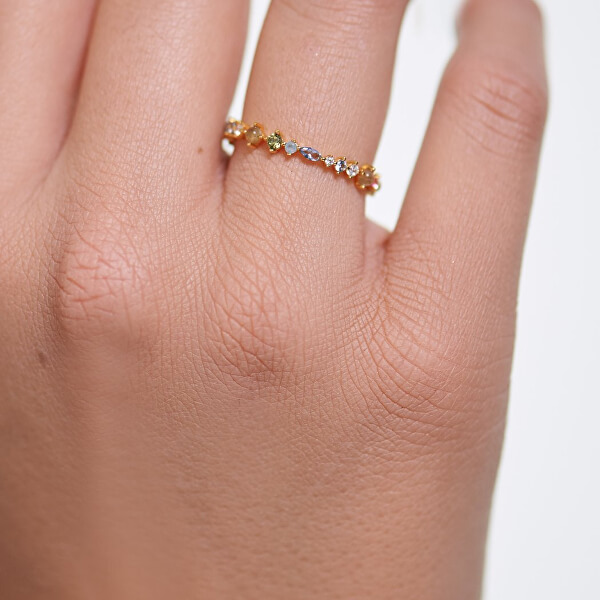 Nežný pozlátený prsteň zo striebra s trblietavými zirkónmi PAPILLON Gold AN01-191