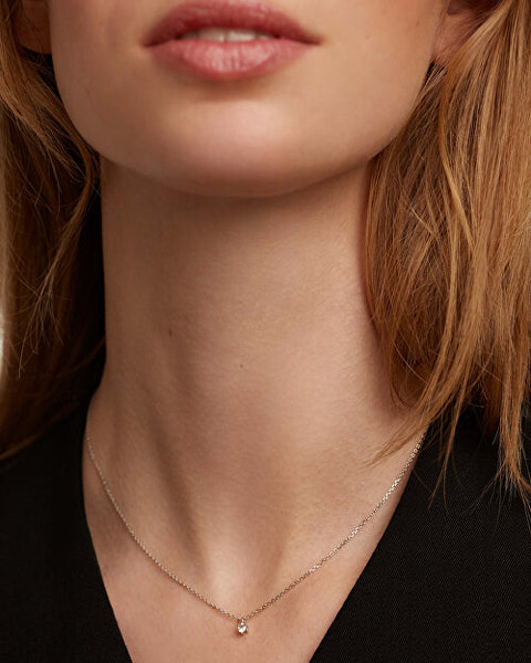 Zarte vergoldete Halskette White Solitary Essentials CO02-060-U (Halskette, Anhänger)