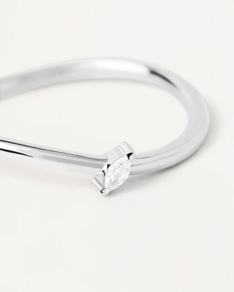 Raffinato anello in argento con zircone Leaf Essentials AN02-842