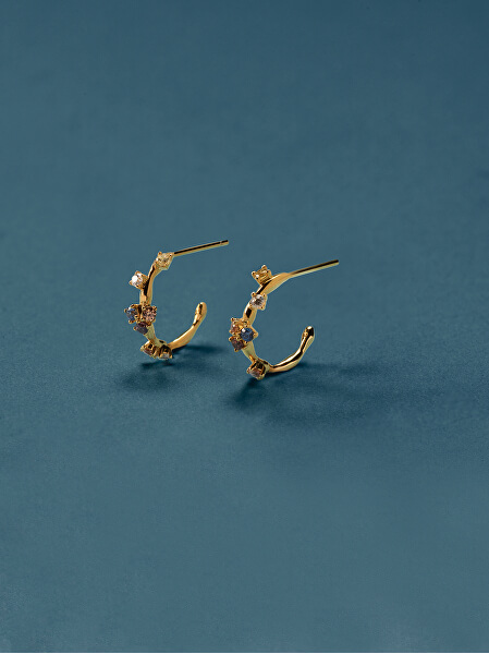 Eredeti aranyozott karika fülbevaló cirkónium kövekkel FIVE Gold AR01-289-U