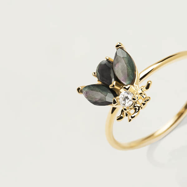 Eredeti aranyozott gyűrű gyönyörű méhecskével ZAZA Gold AN01-225