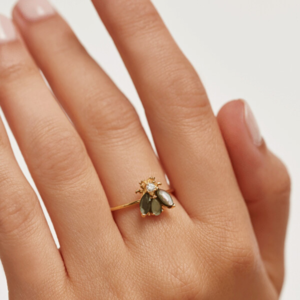 Eredeti aranyozott gyűrű gyönyörű méhecskével ZAZA Gold AN01-225