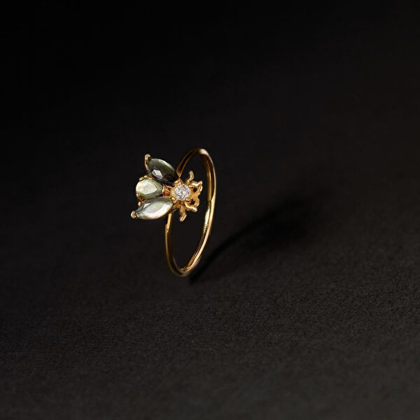 Inel original placat cu aur cu o frumoasă albină ZAZA Gold AN01-225