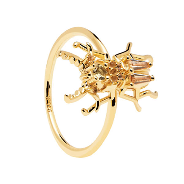Originale anello in argento placcato oro COURAGE Beetle AN01-375