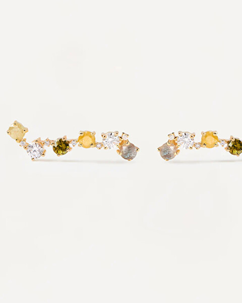 Orecchini lunghi a lobo placcati in oro con zirconi APRIL AR01-560-U