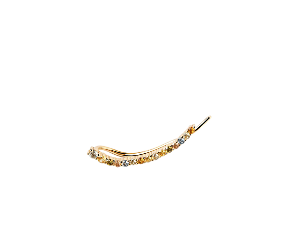 Podélné pozlacené náušnice se zirkony Rainbow Colors AR01-B99-U