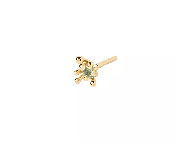 Pozlacená single náušnice Green Fleur Colors PG01-320-U