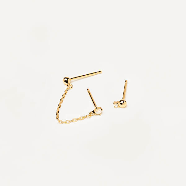 Vergoldete asymmetrische Ohrringe mit Zirkonen MUSKETEER Gold AR01-384-U