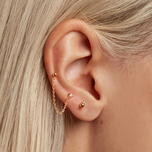 Vergoldete asymmetrische Ohrringe mit Zirkonen MUSKETEER Gold AR01-384-U
