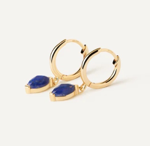 Cercei cercuri placați cu aur Lapis Lazuli Nomad Vanilla AR01-A09-U