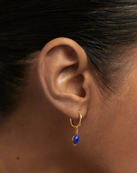 Aranyozott karika fülbevaló Lapis Lazuli Nomad Vanilla AR01-A09-U